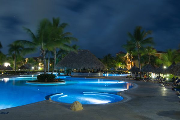 Swimming pool in night illumination